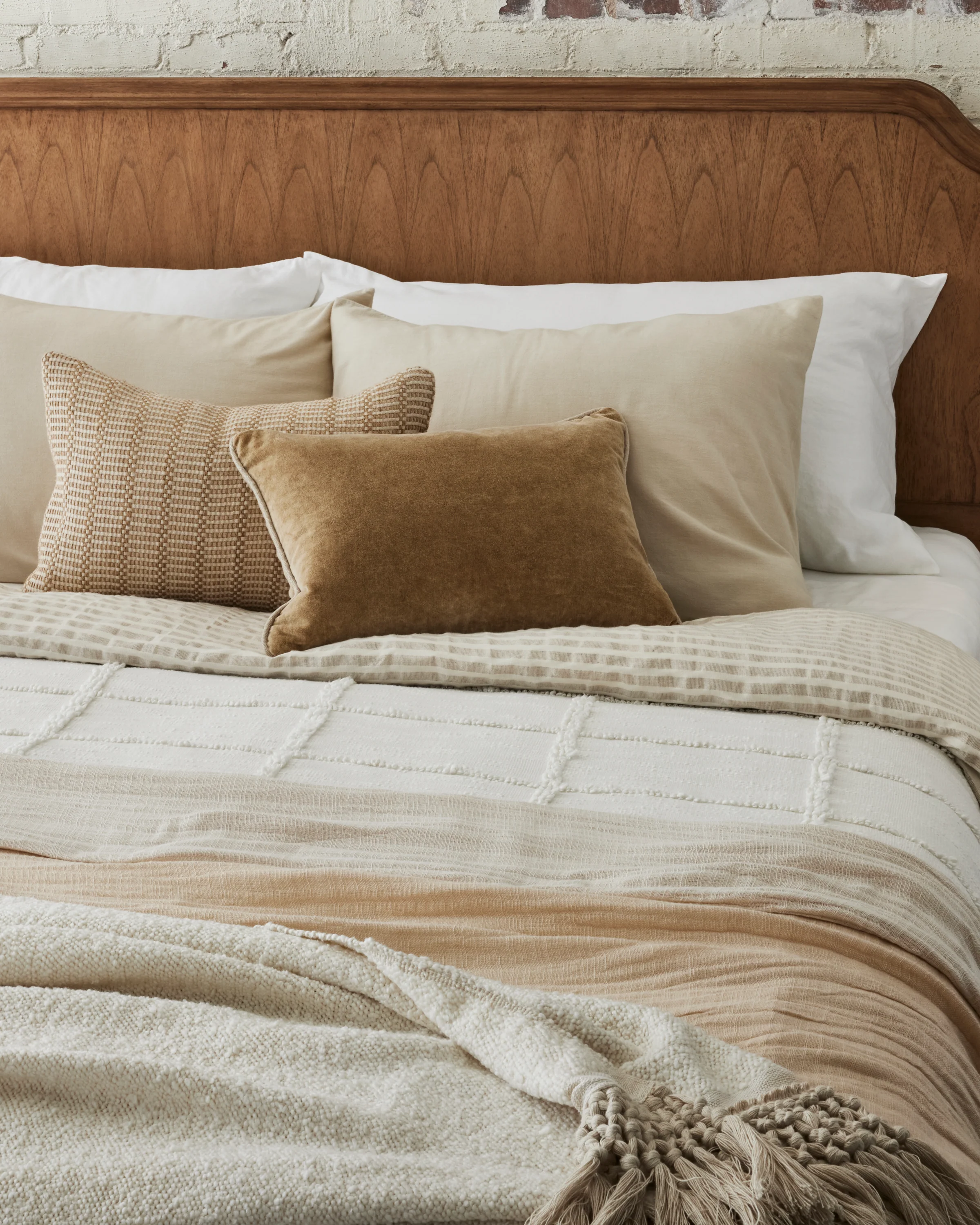 Antique White + Oatmeal Stripe Linen Cotton Duvet Cover - Image 4