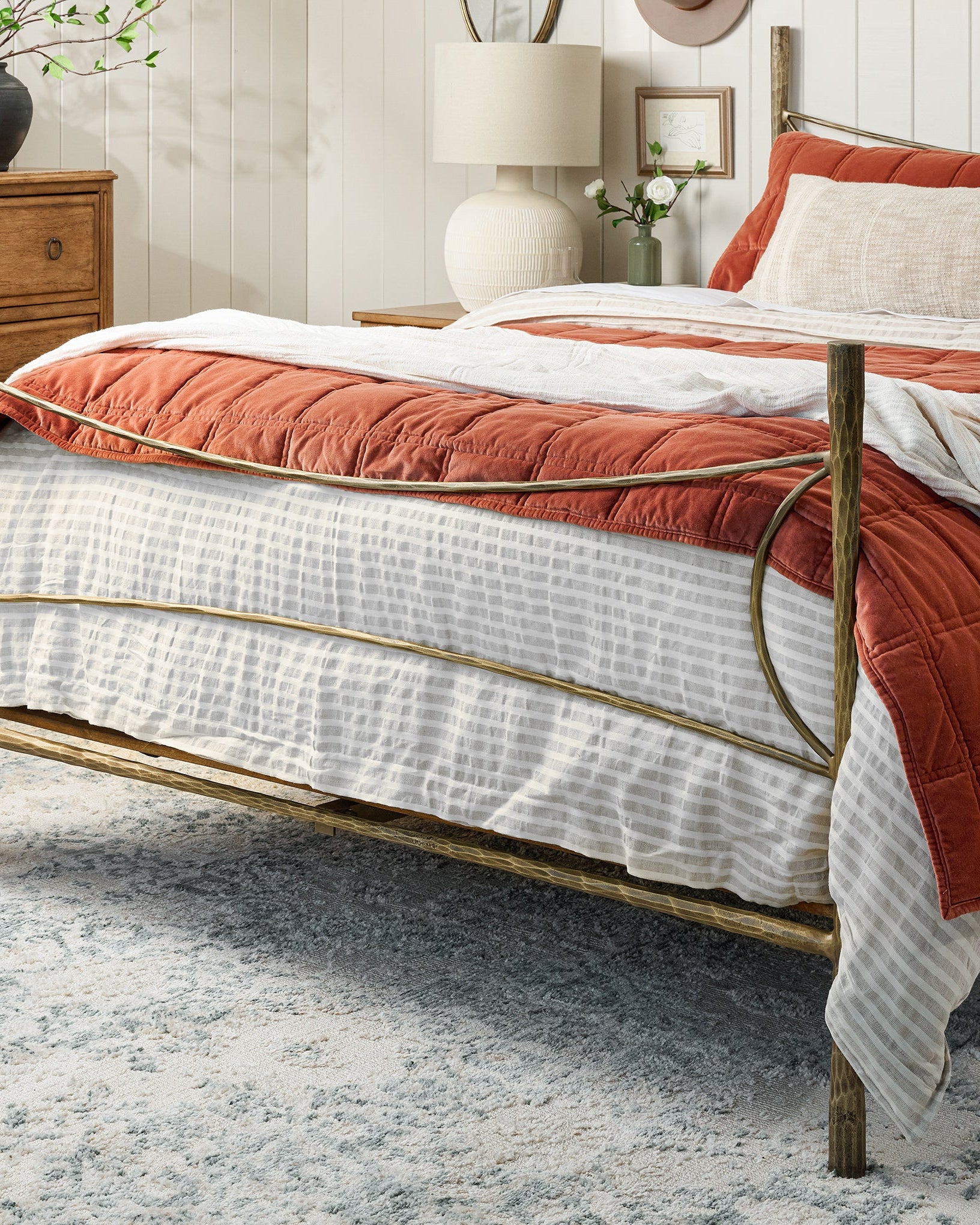 Antique White + Oatmeal Stripe Linen Cotton Duvet Cover - Image 6