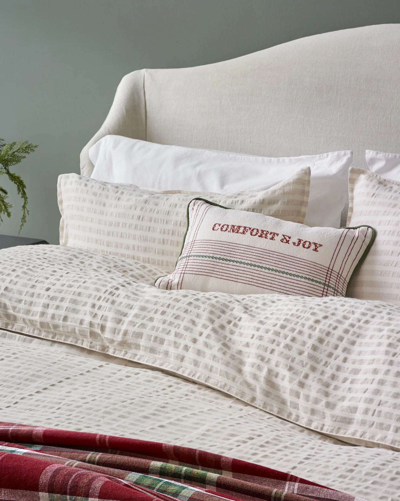 Antique White + Oatmeal Stripe Linen Cotton Duvet Cover - Image 8