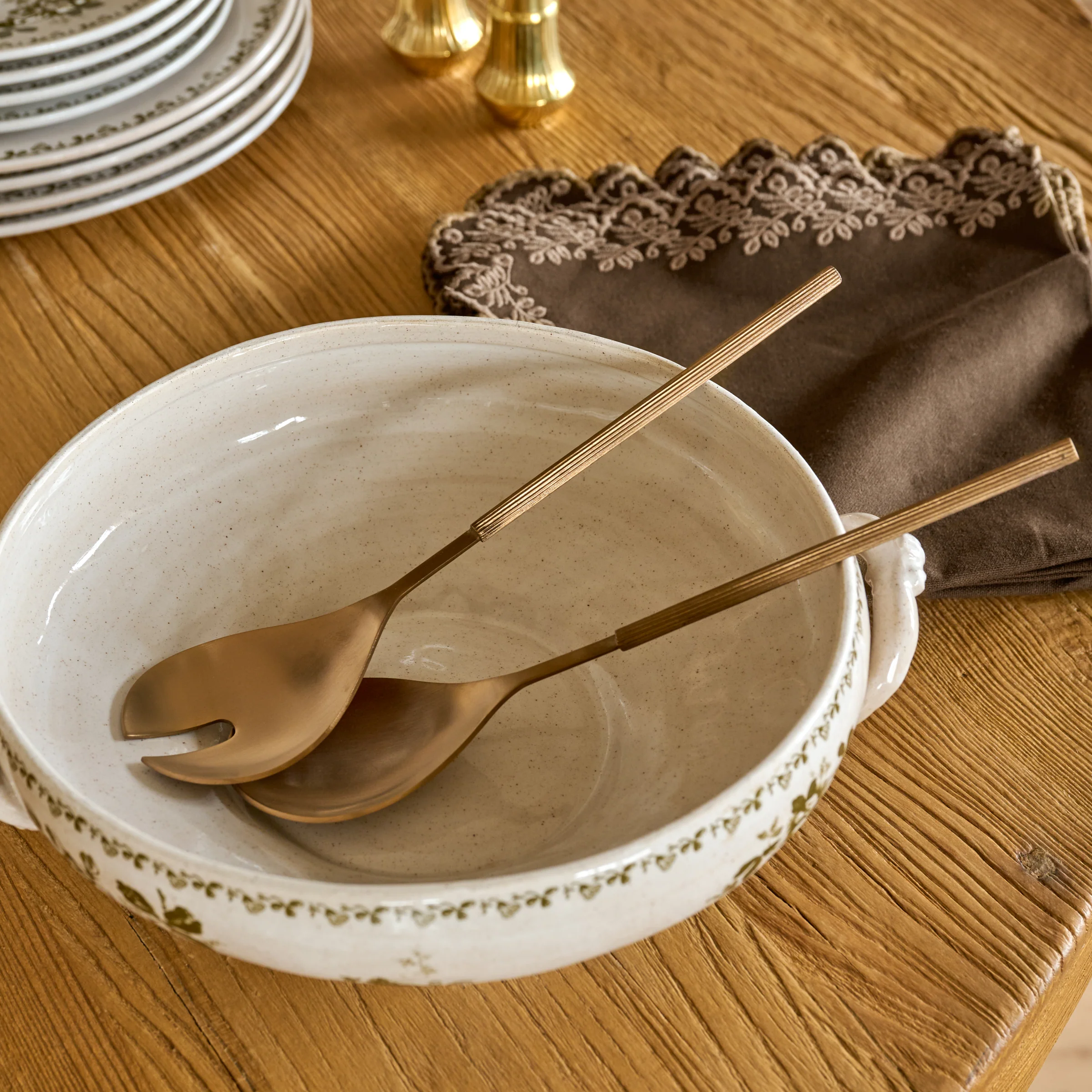 Antique Copper Ribbed Serving Set - Image 2