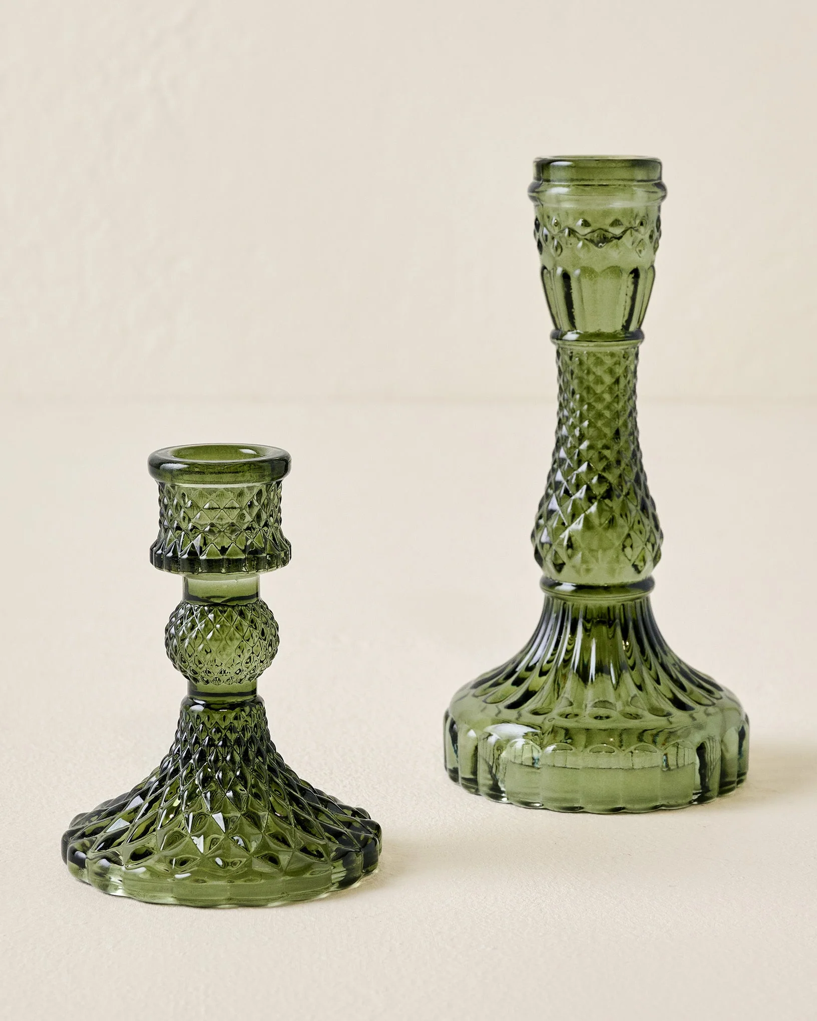 Antique Green Glass Taper Holder - Image 2