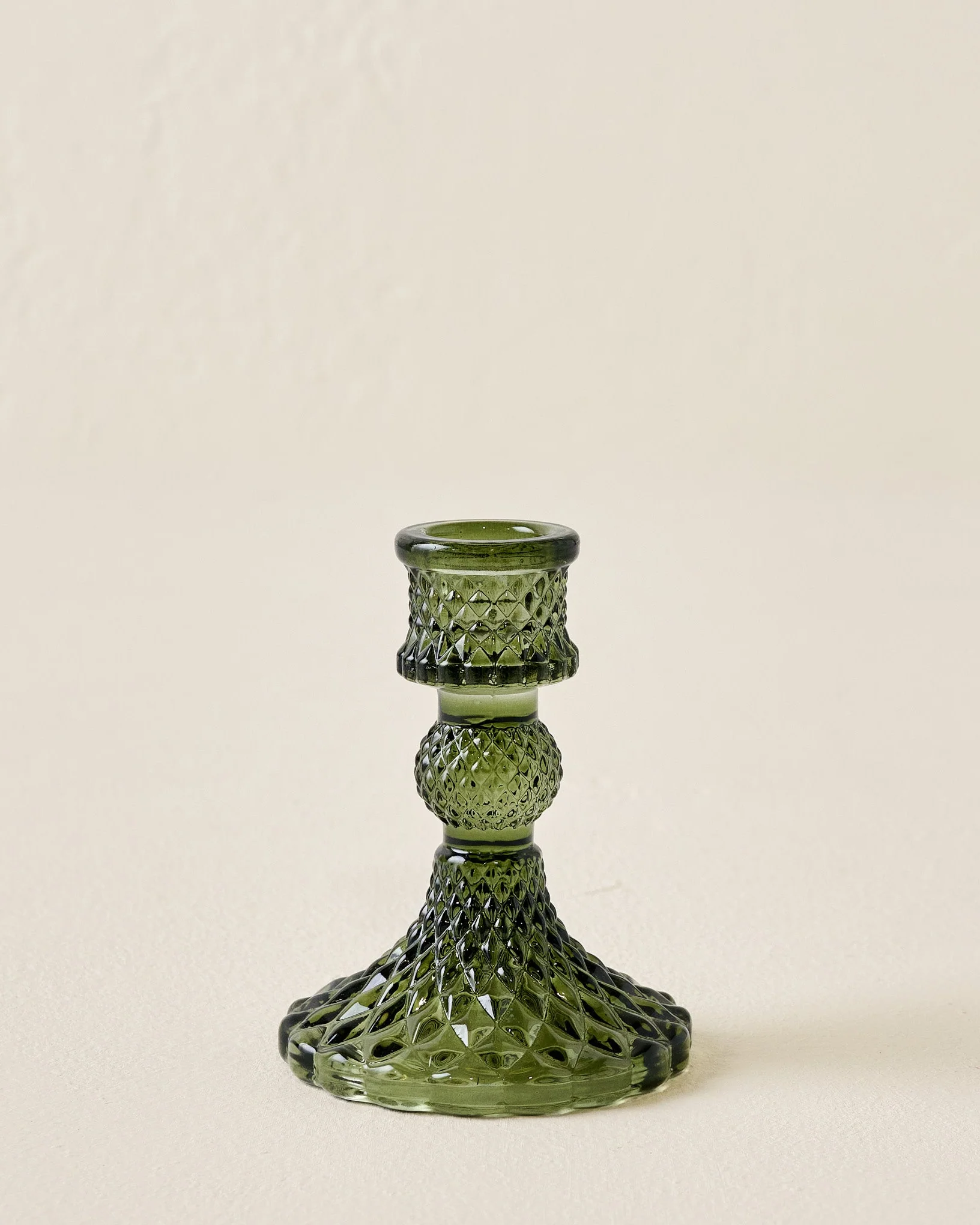 Antique Green Glass Taper Holder - Image 4