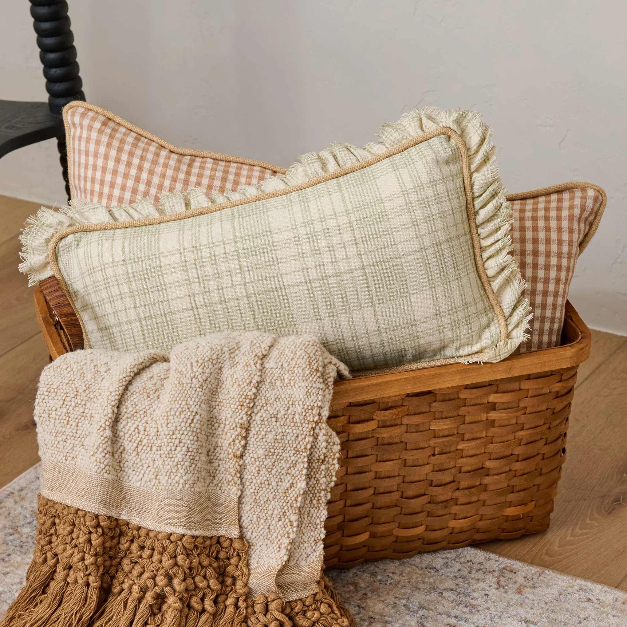 Antique Inspired Woven Harvest Basket - Image 3