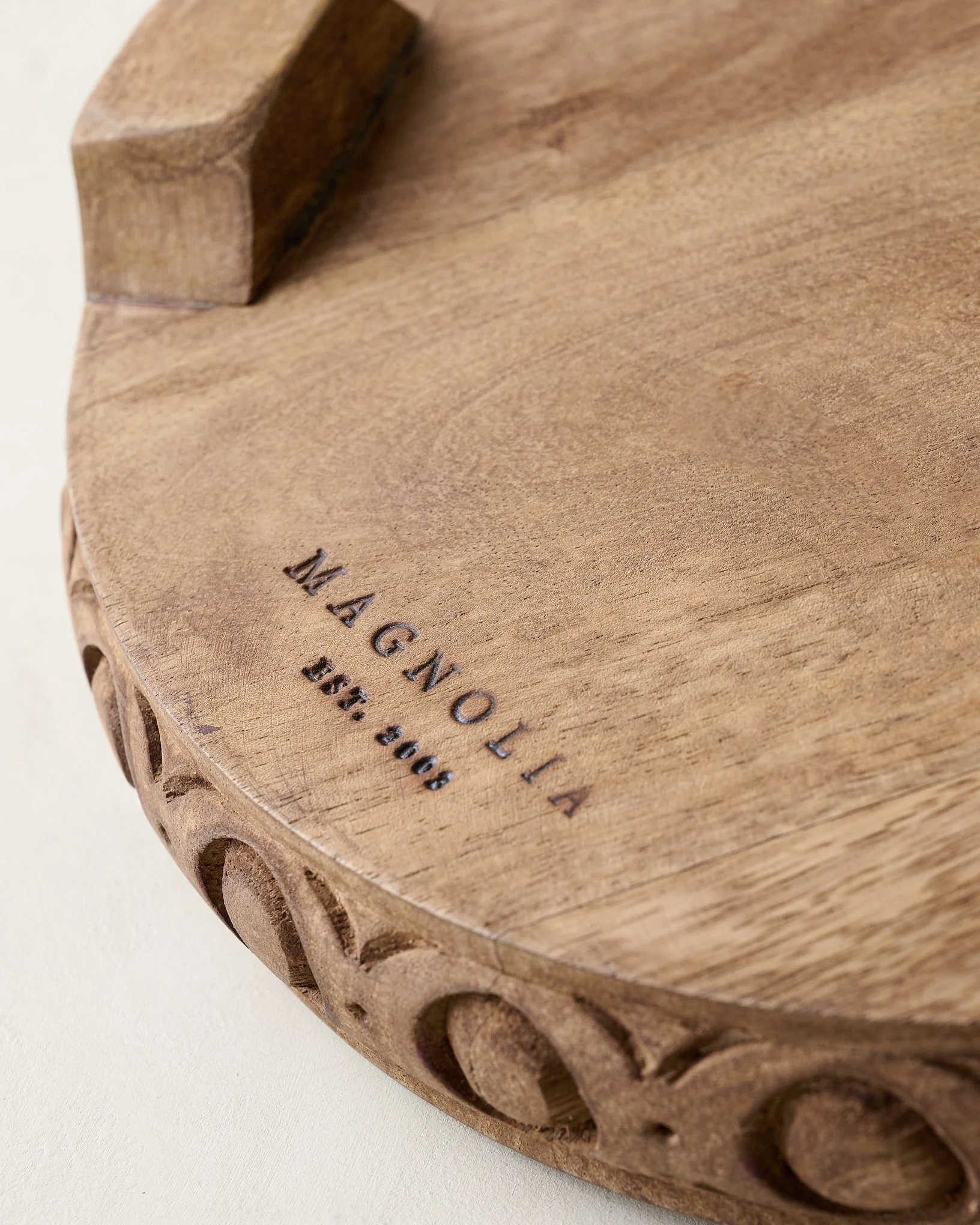 Antiqued Carved Wood Round Riser - Image 4