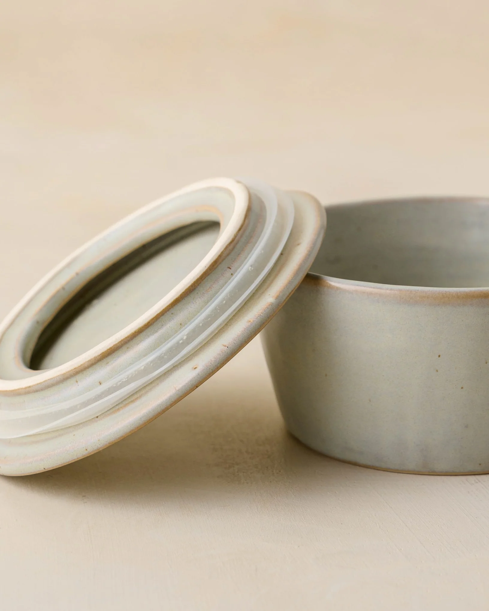 French Grey Ceramic Food Storage Bowl - Image 3