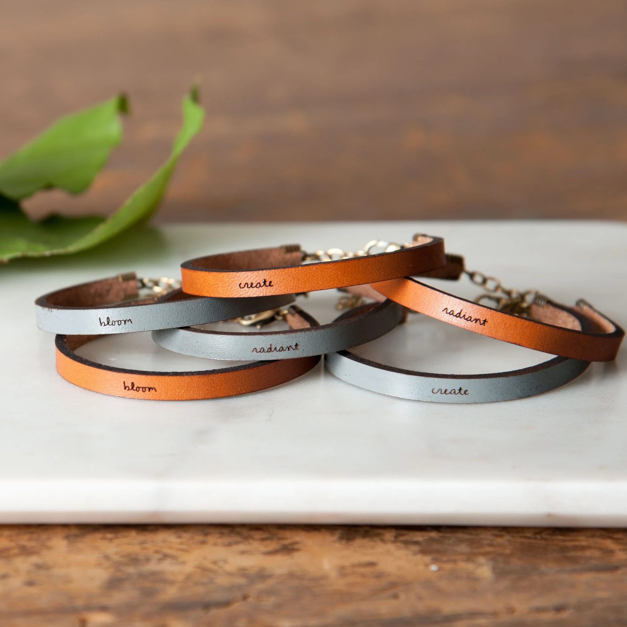 "Create" Leather Bracelet - Image 3