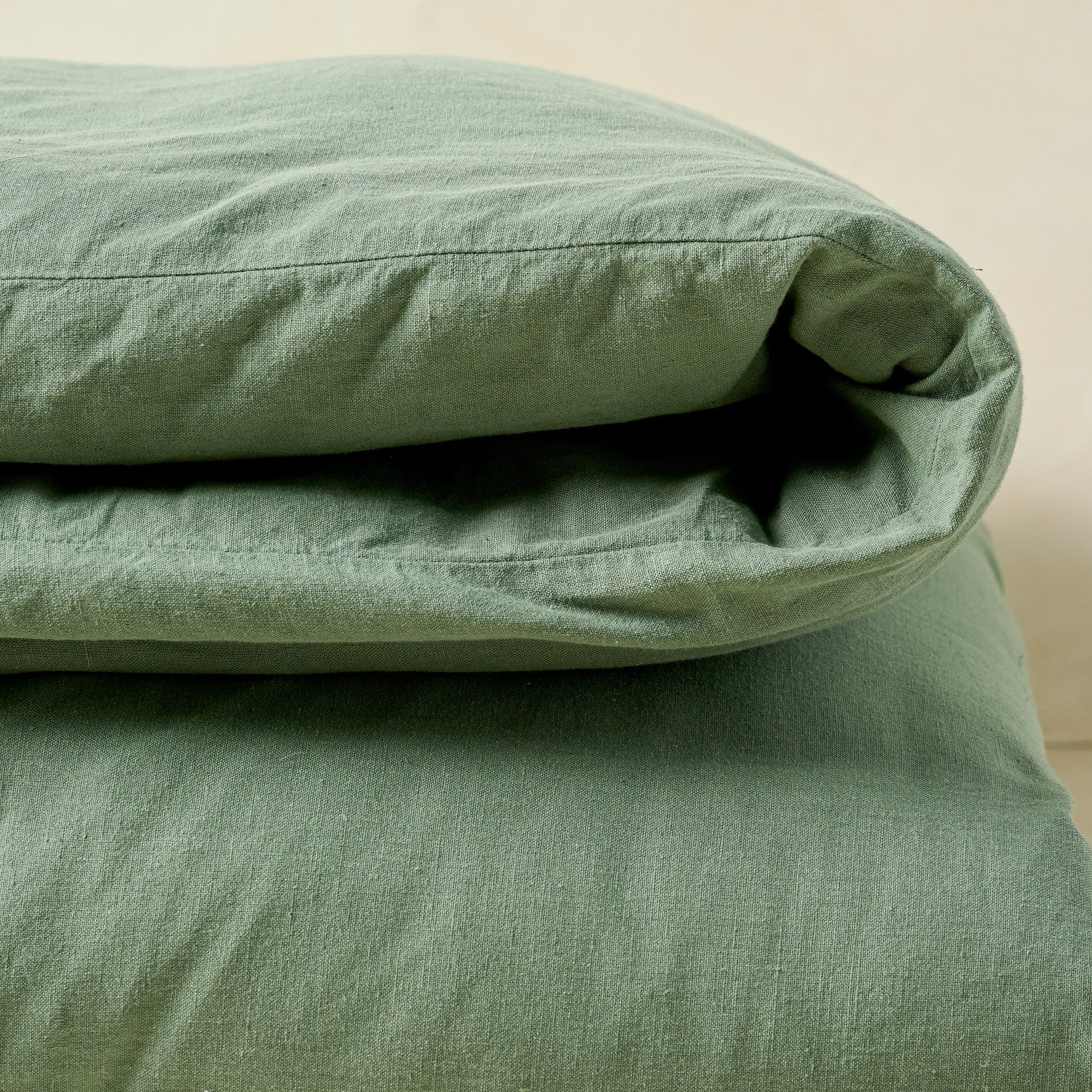 Dusty Green Linen Cotton Duvet Cover - Image 3