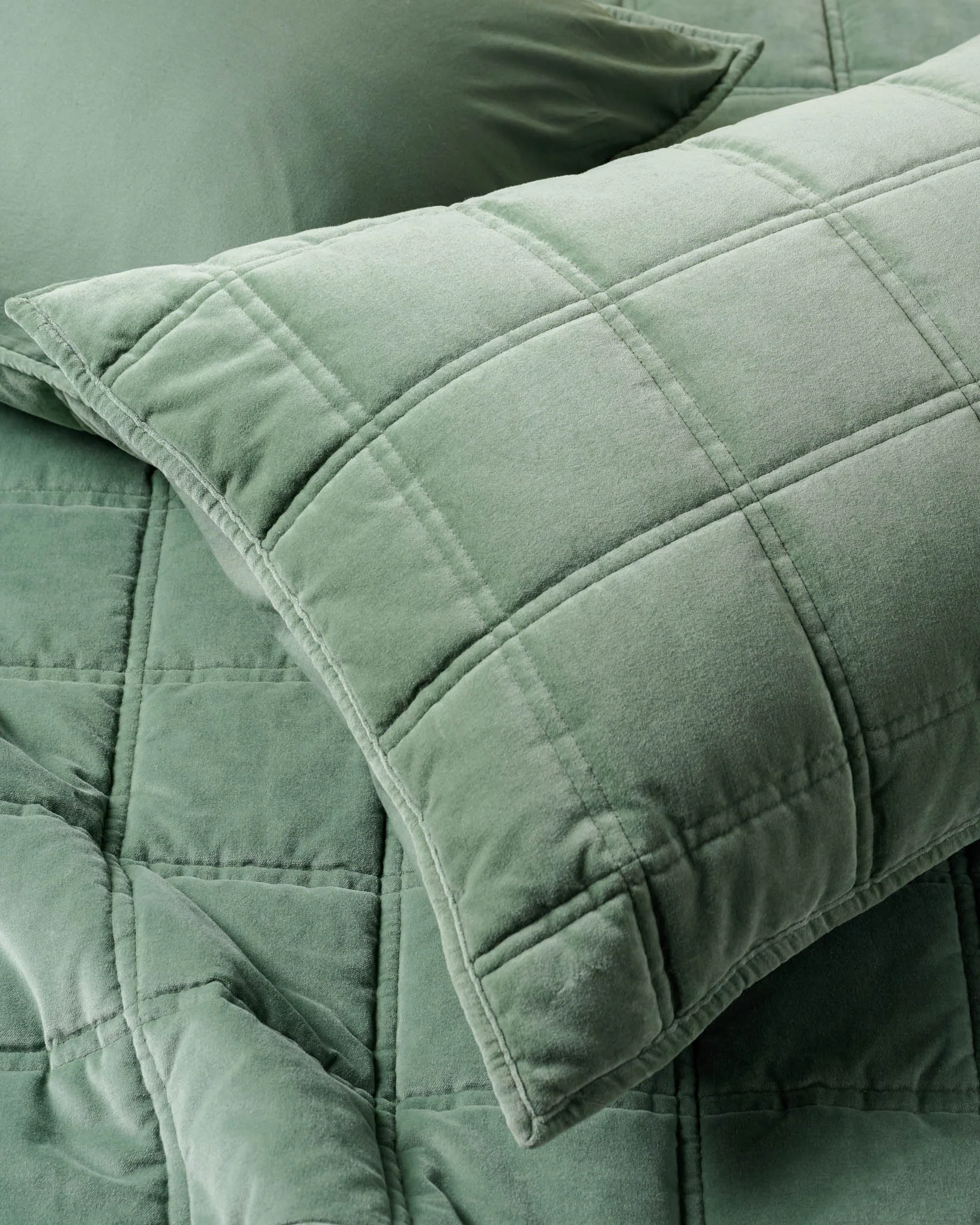 Weekend Velvet Quilt - Dusty Green - Image 3