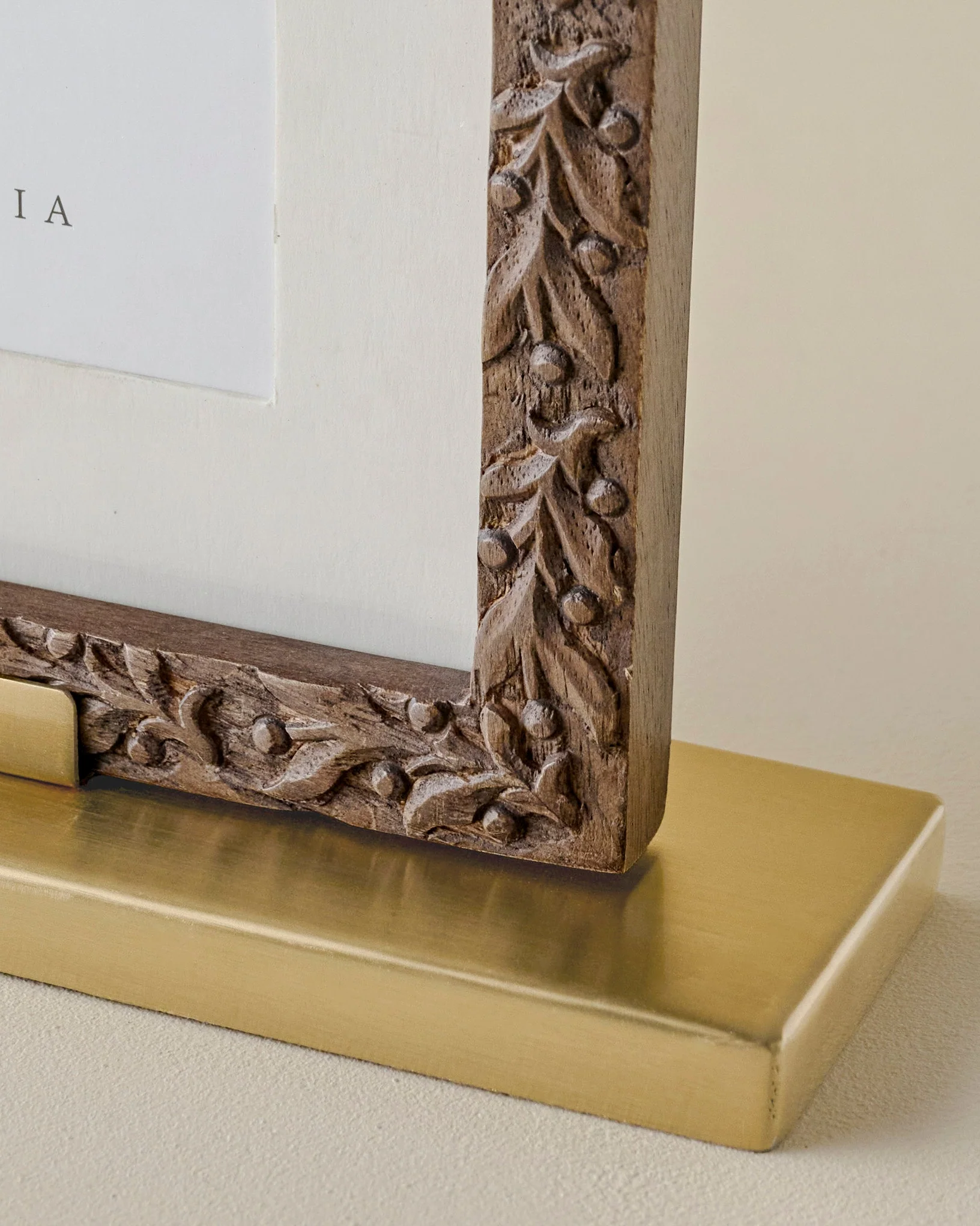 Eleanor Carved Wood and Brass Frame - Image 3