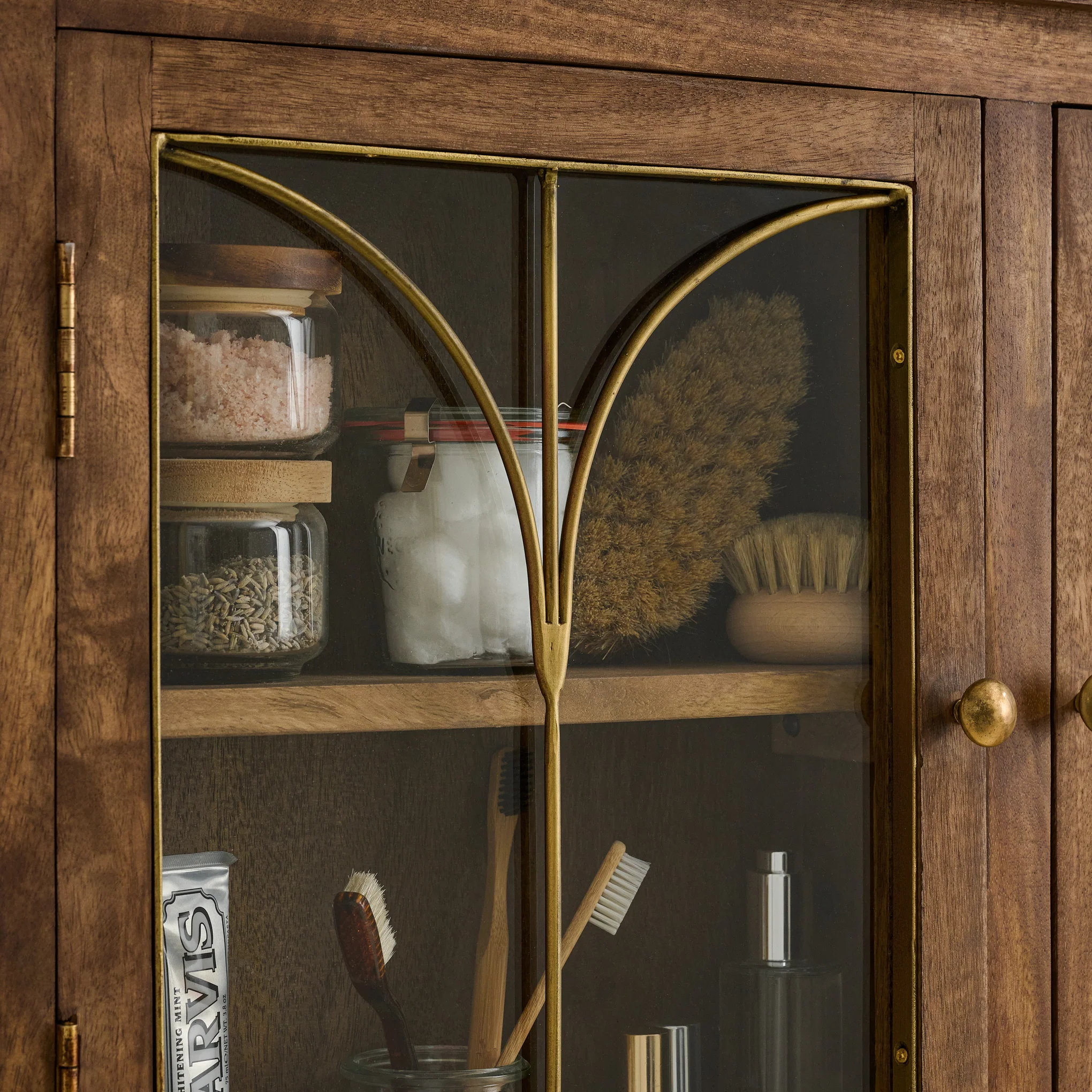 Eloise Wood & Brass Display Cabinet - Image 3