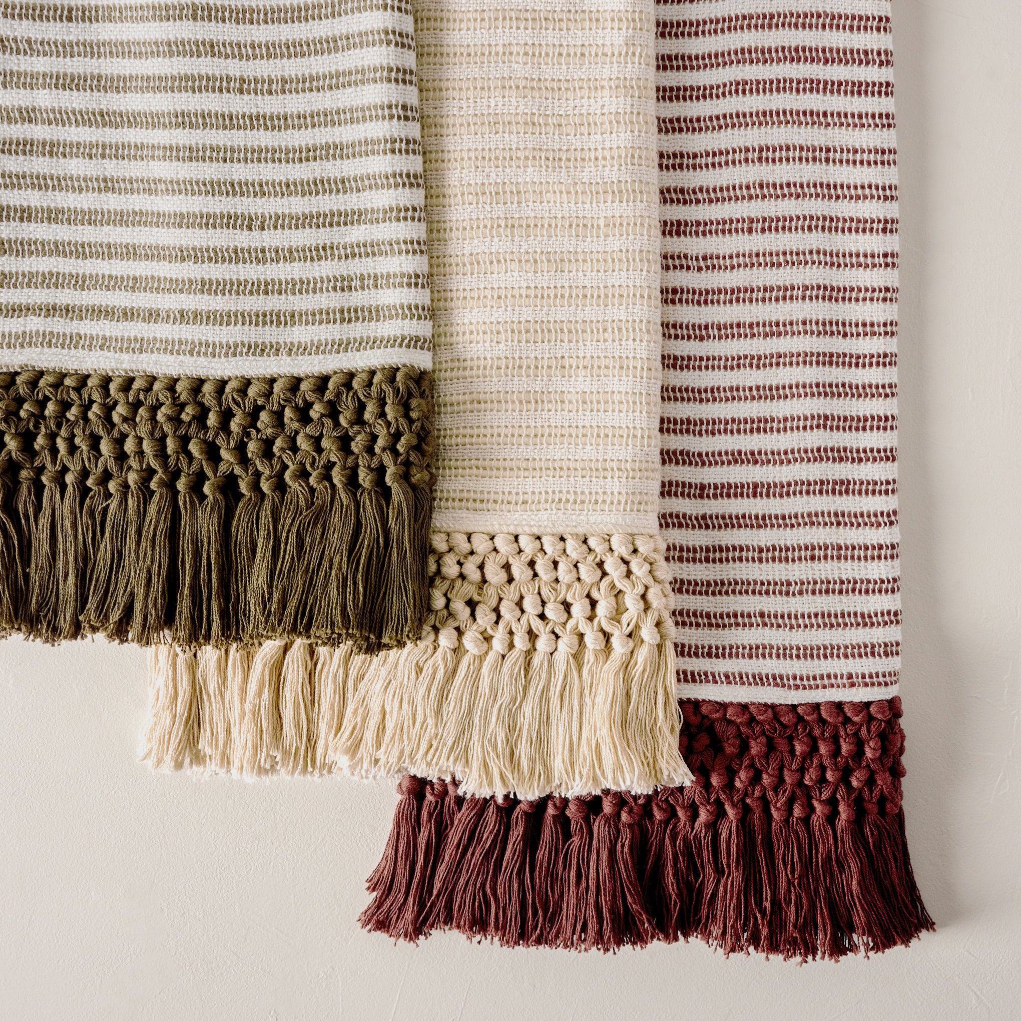 Essential Tassel Throw - Burgundy Striped - Image 5