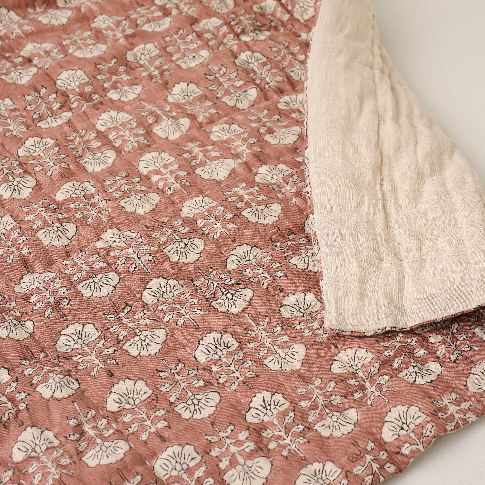 Flora Block Print Quilt - Desert Clay - Image 3
