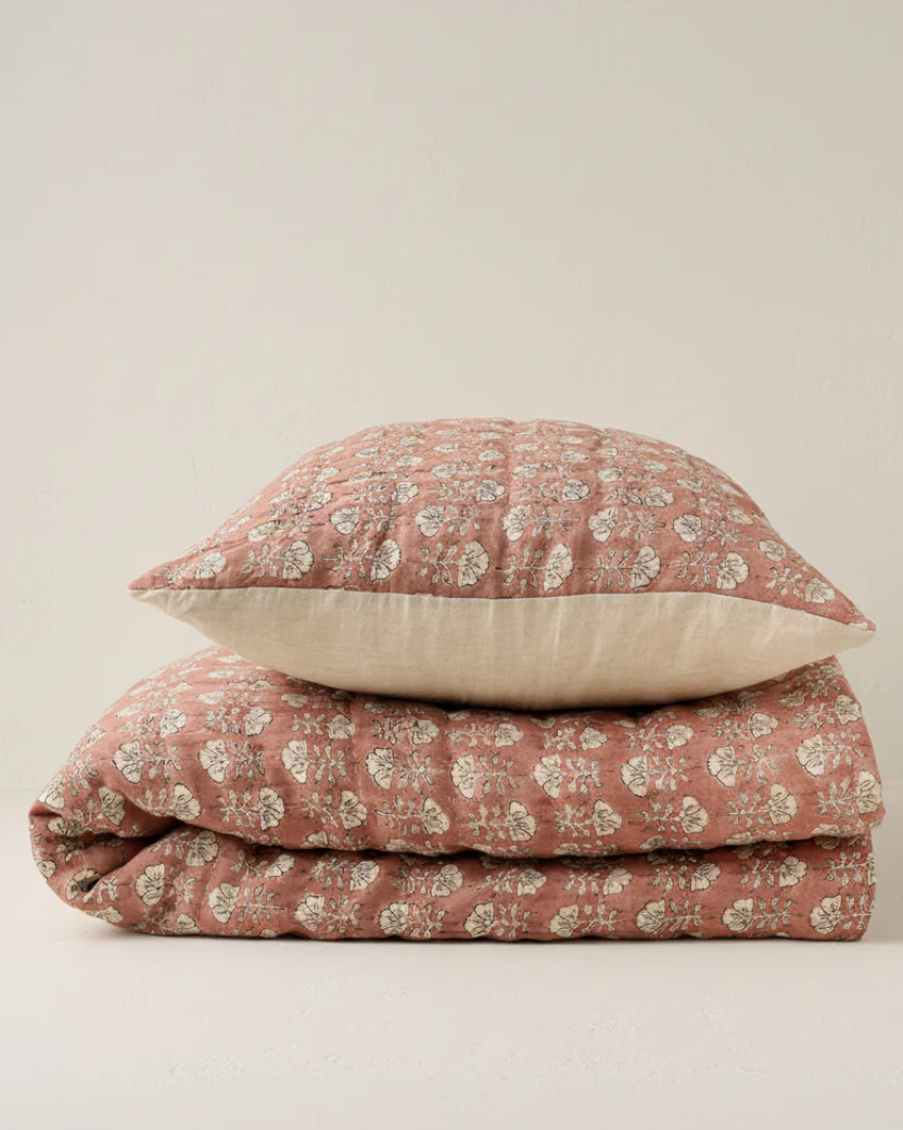 Flora Block Print Pillow Sham - Desert Clay - Image 5