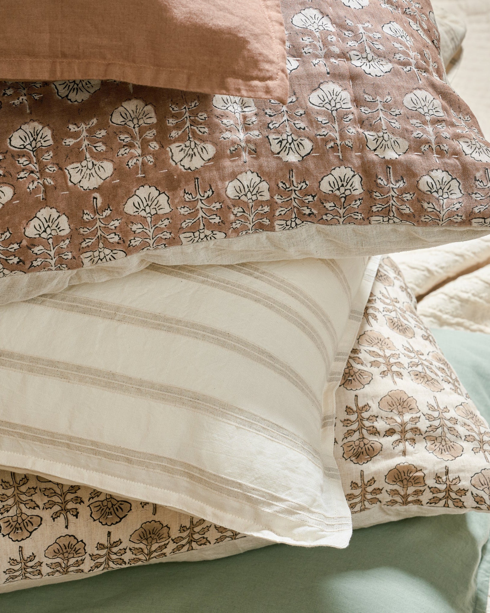 Flora Block Print Pillow Sham - Desert Clay - Image 6