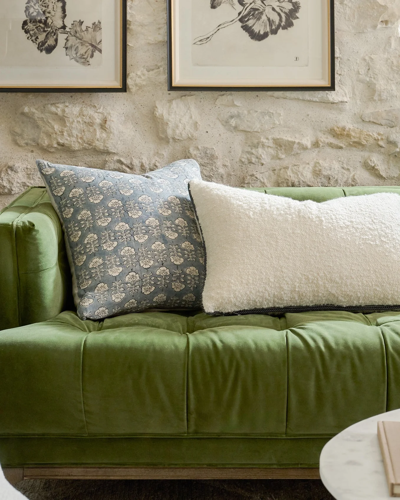 Flora Silver Blue Printed Pillow - Image 4
