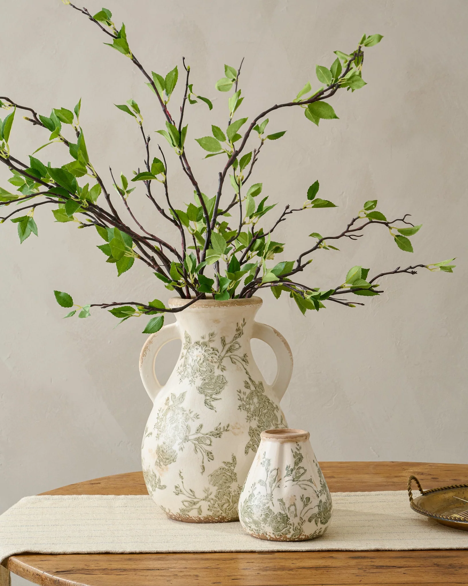 Fluted Green and White Distressed Vase - Image 6