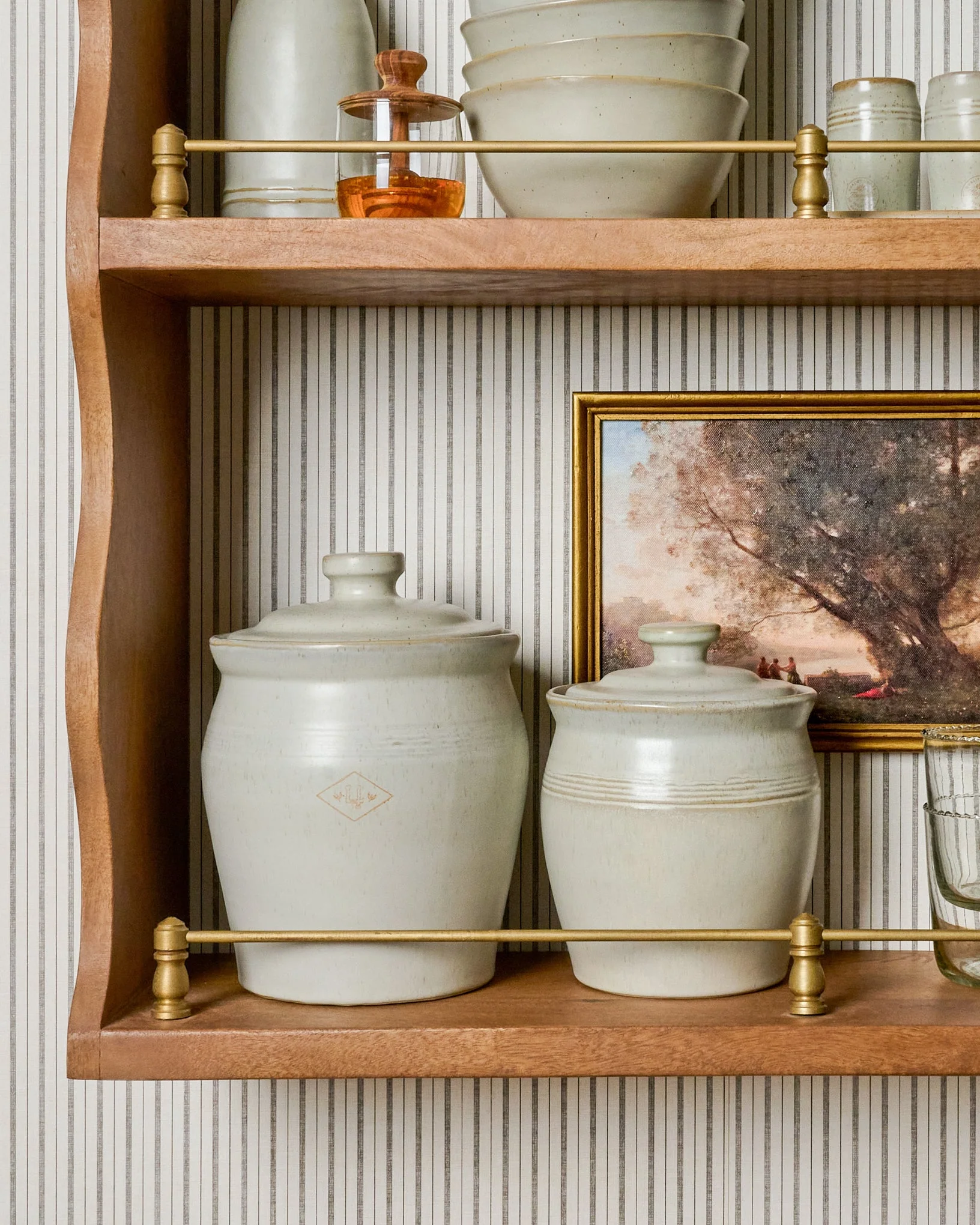 French Grey Embossed Stripe Canister - Image 8