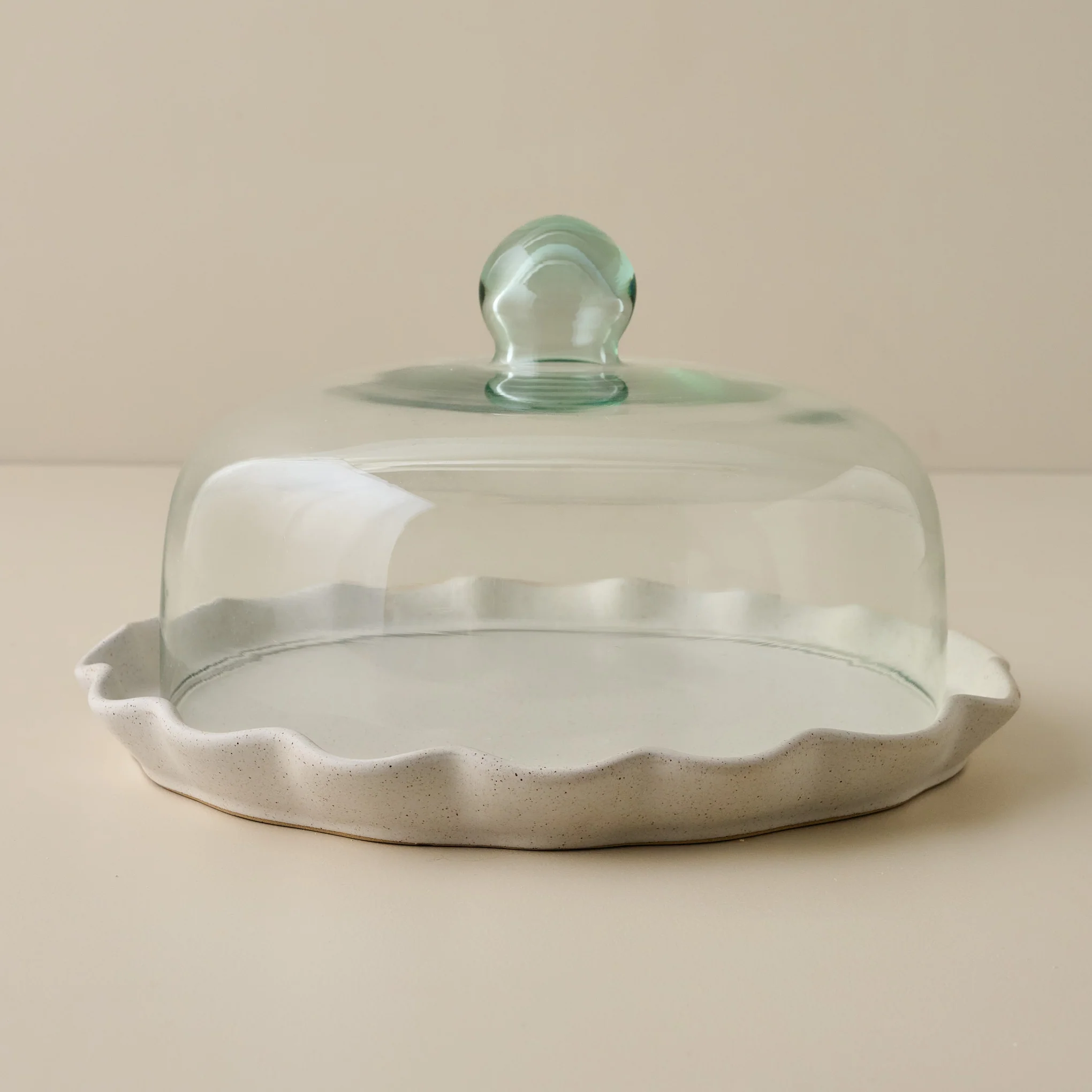 French White Ruffle Cake Plate + Dome - Image 2