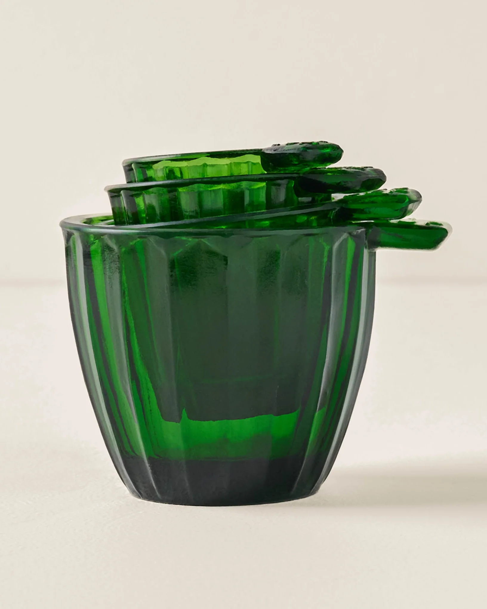 Green Glass Measuring Cup Set - Image 3