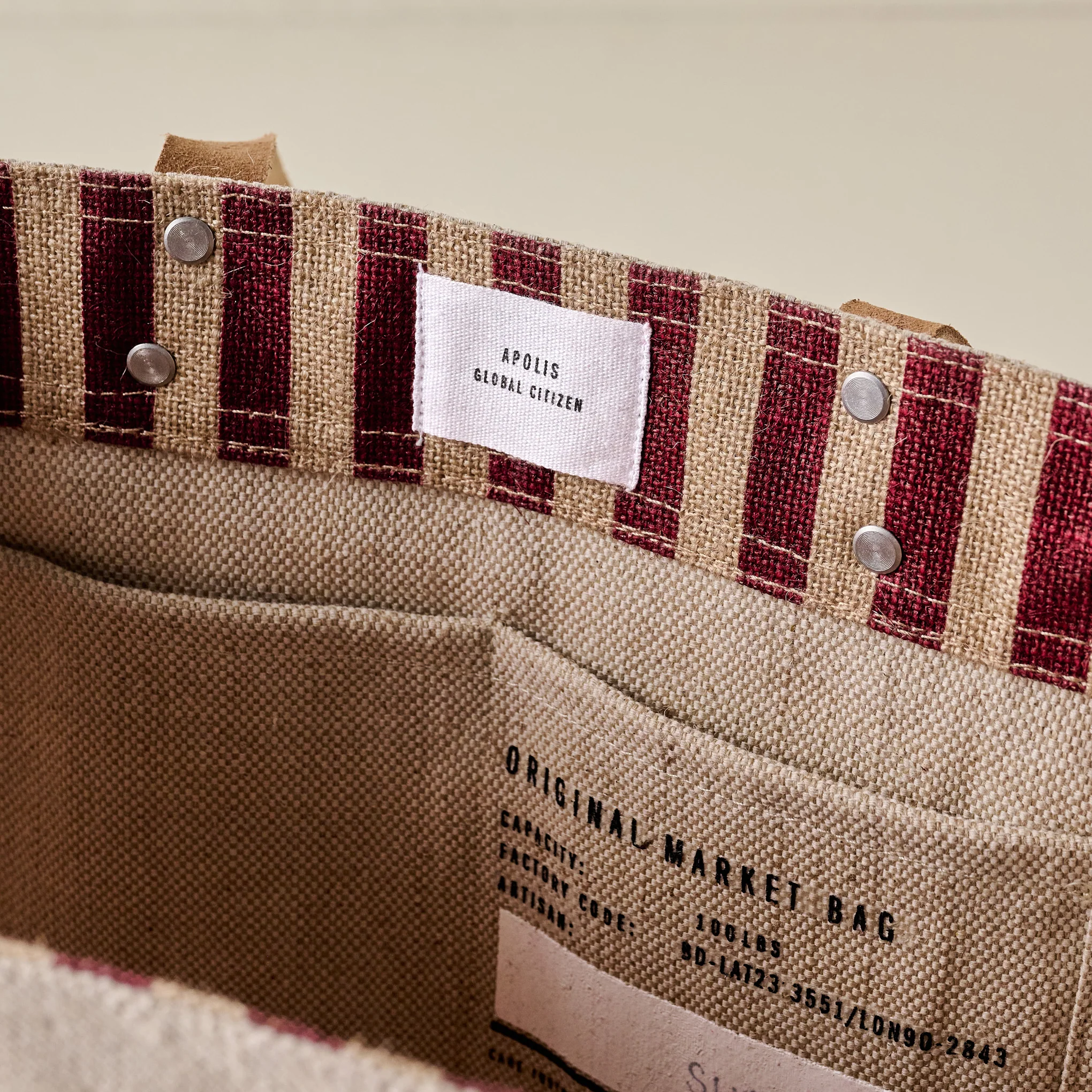 Magnolia Burgundy Stripe Market Tote - Image 2