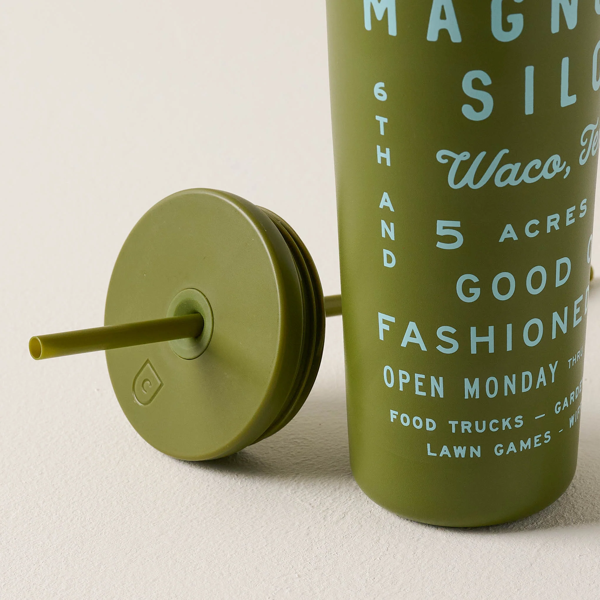 Magnolia Roadtrip 24oz Olive Cold Tumbler with Straw - Image 2