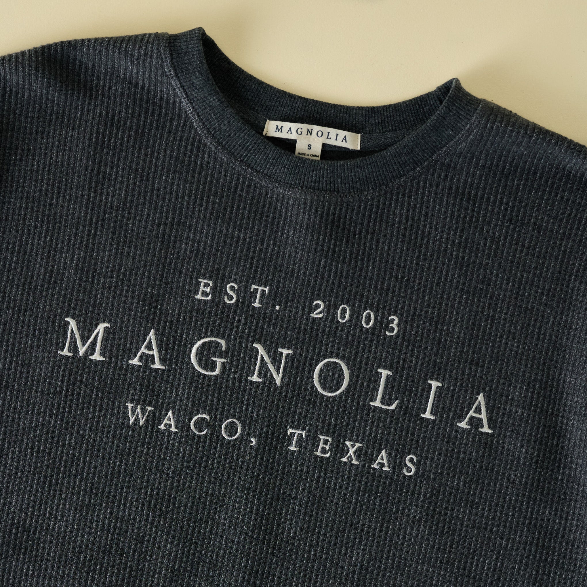 Magnolia Washed Black Embroidered Cozy Sweatshirt - Image 2