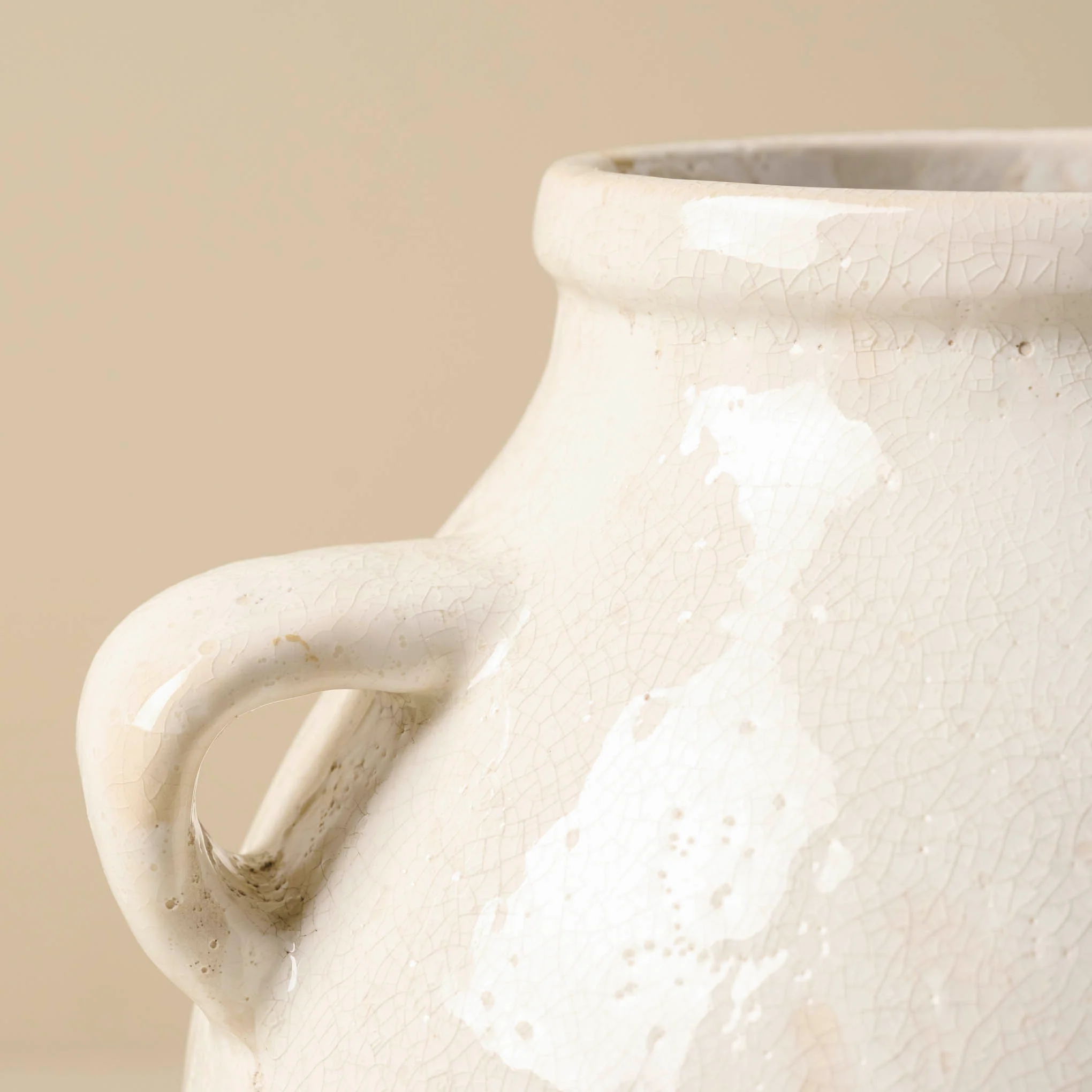 Oversized Distressed White Crackle Vase - Image 2