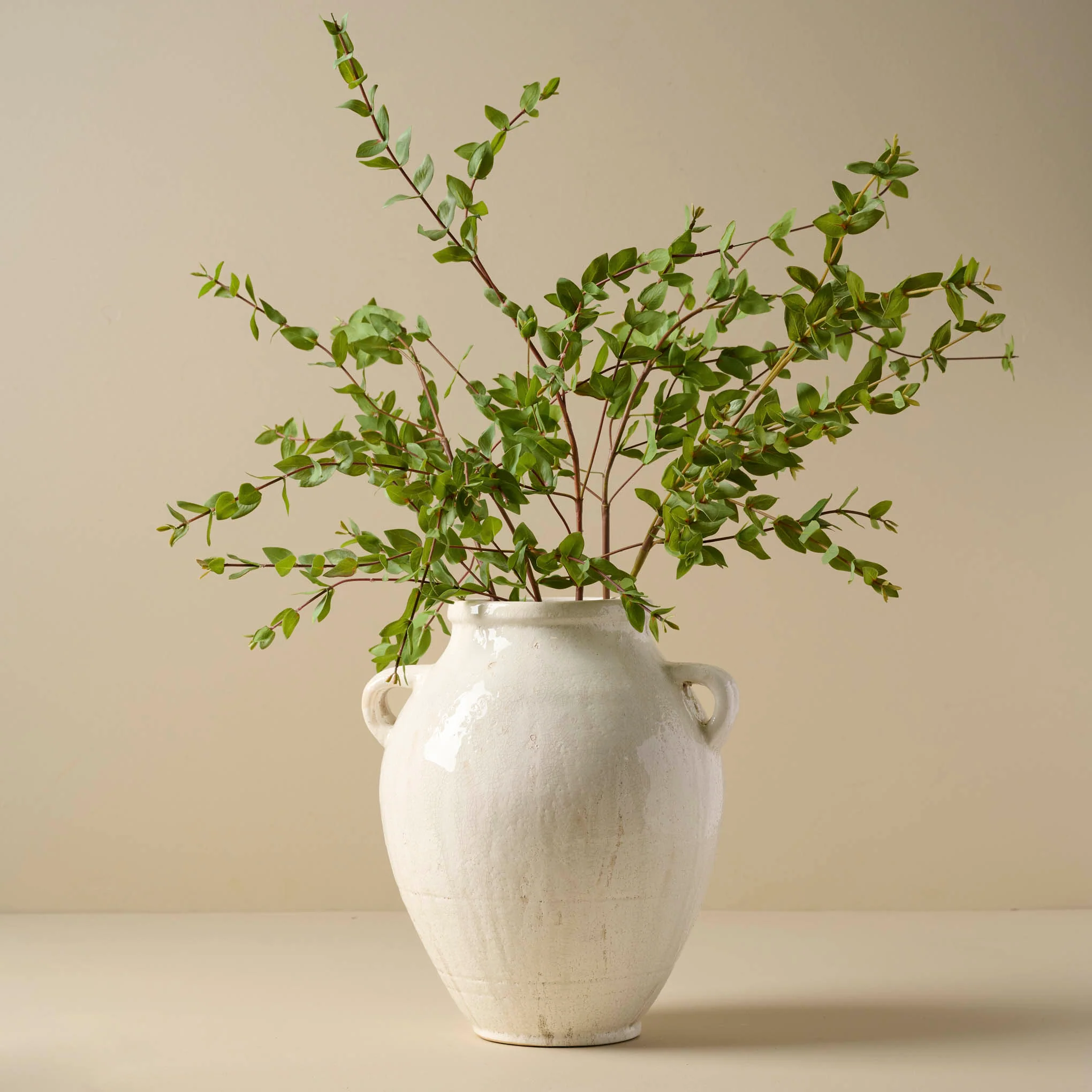 Oversized Distressed White Crackle Vase - Image 3