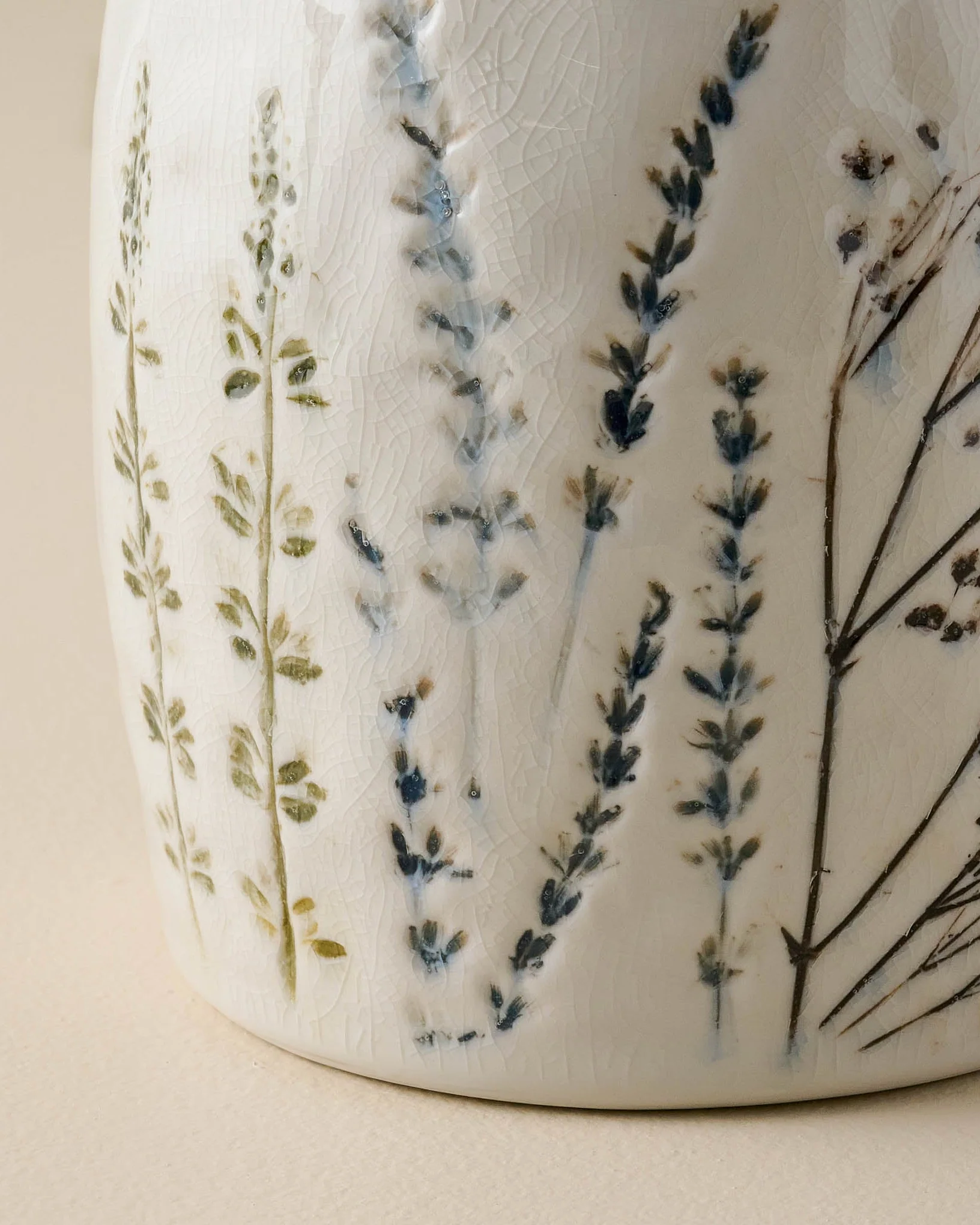 Pressed Floral Ceramic Canister - Image 2