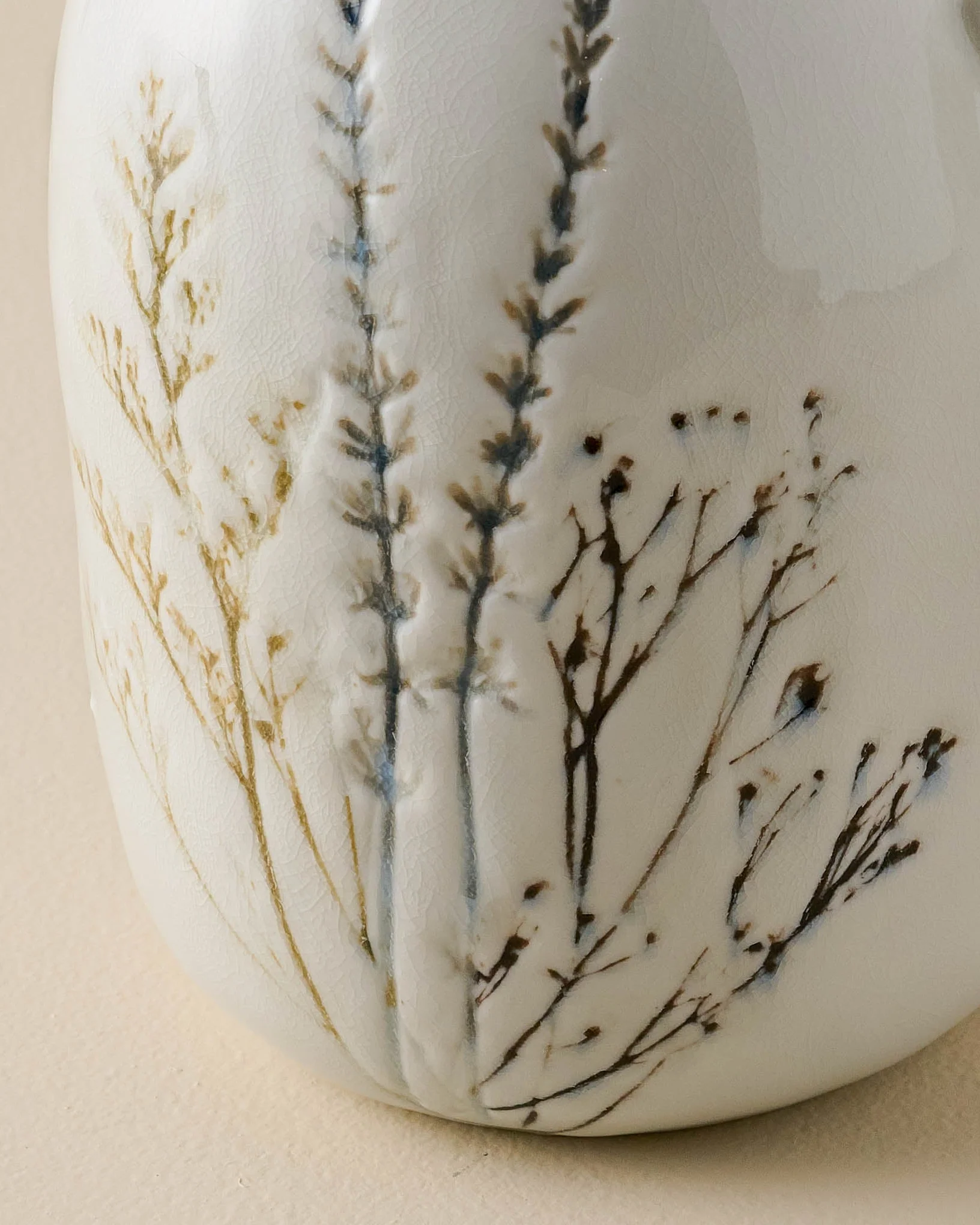 Pressed Floral Ceramic Pitcher - Image 3