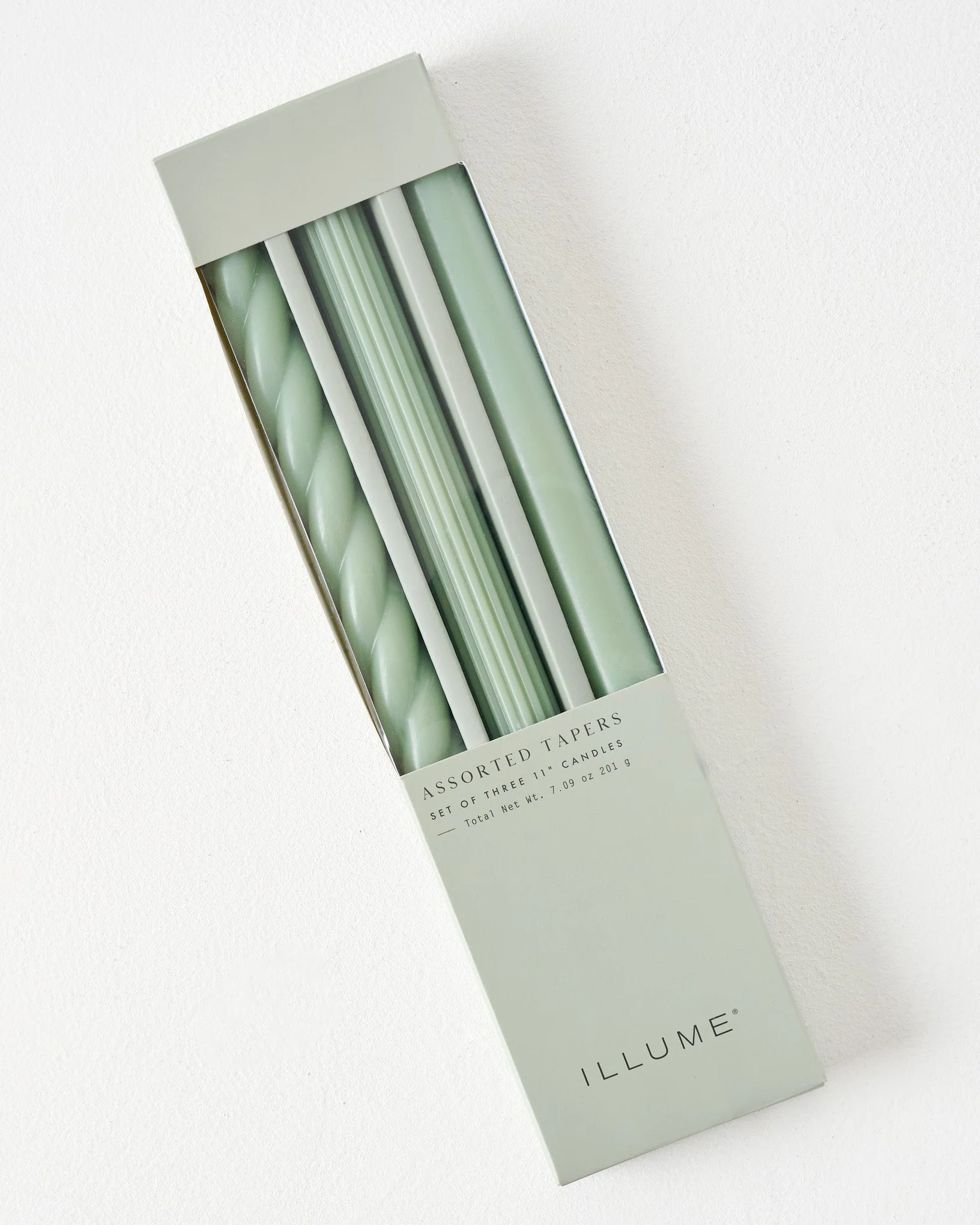 Assorted Sage Green Taper Candle Set - Image 2