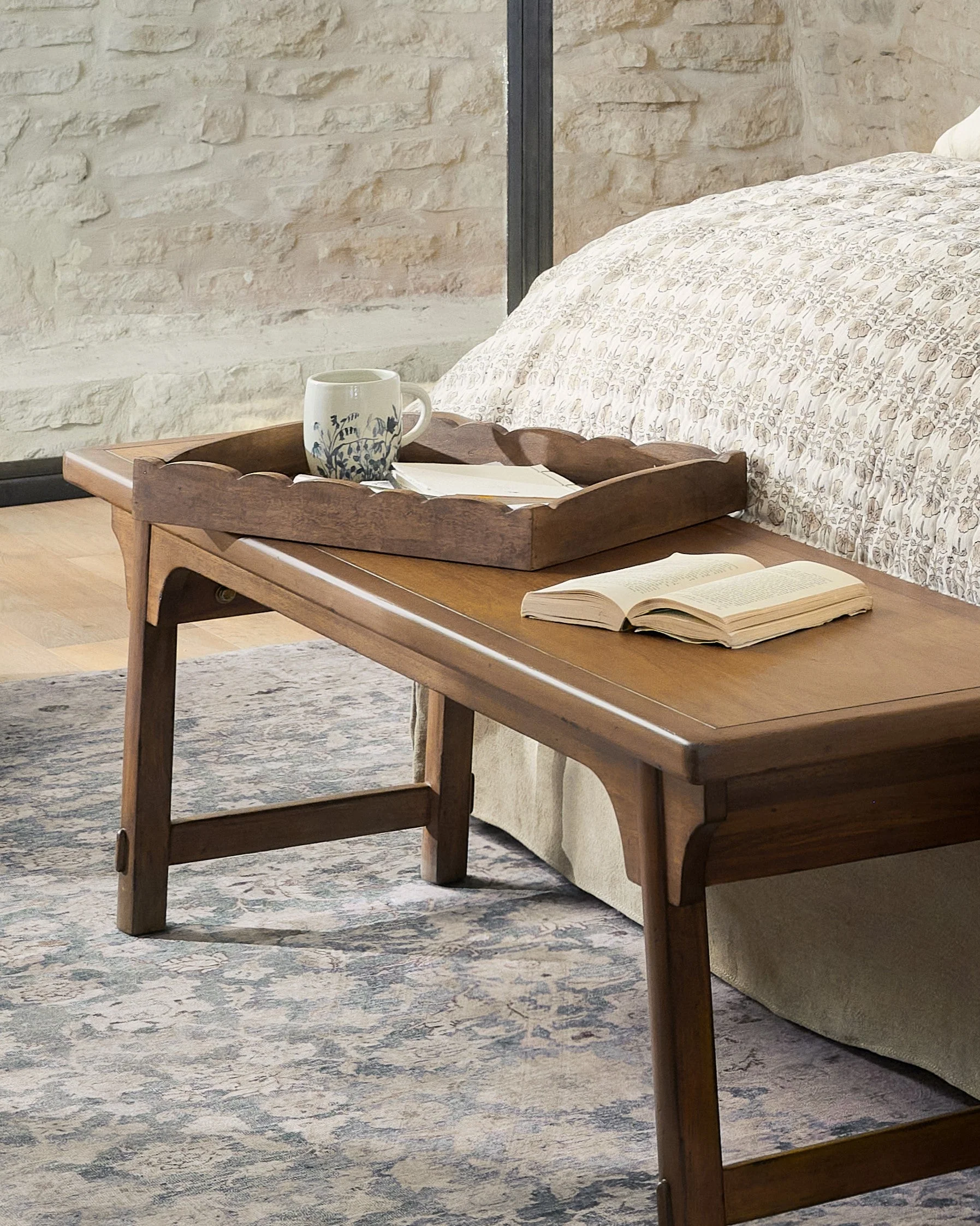 Scalloped Antiqued Wood Tray - Image 4