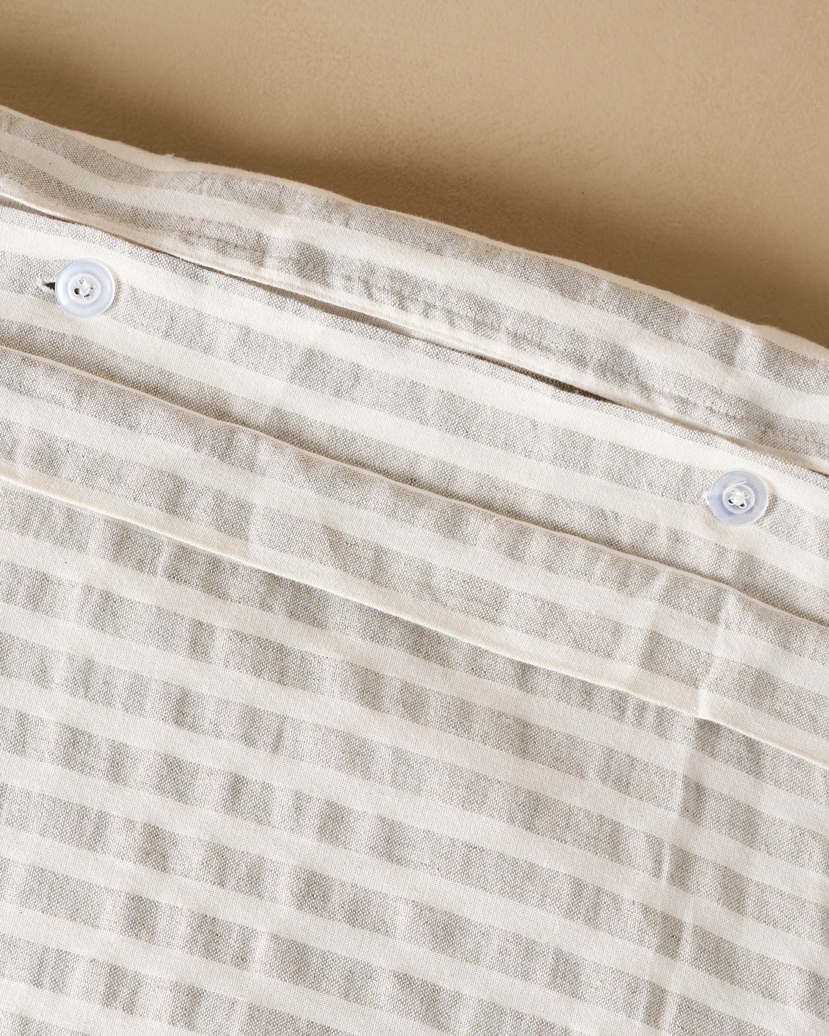 Shadow Grey + Antique White Stripe Linen Cotton Duvet Cover - Image 3
