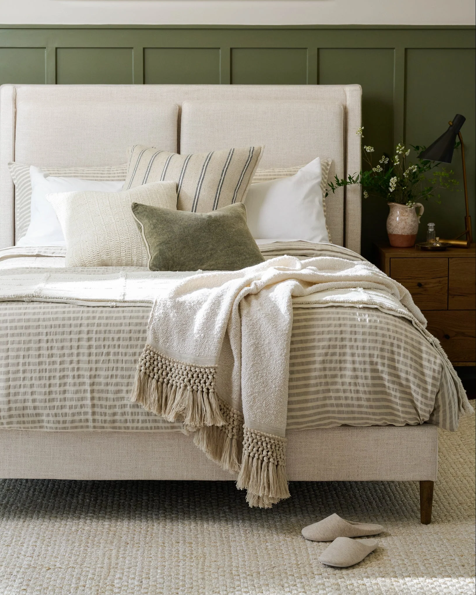 Shadow Grey + Antique White Stripe Linen Cotton Duvet Cover - Image 5